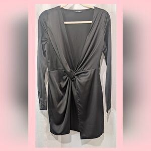 Fashion Nova Black Plunge Sheath Mini Dress